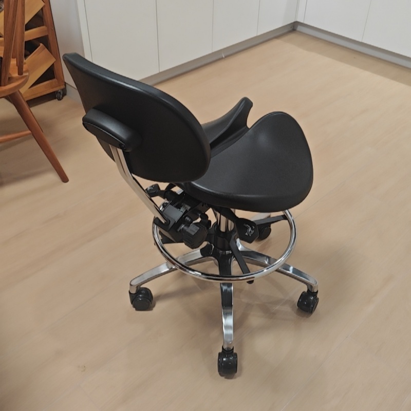 Ergonomic Saddle Stool – Adjustable Height & Back Support With Foot Ring