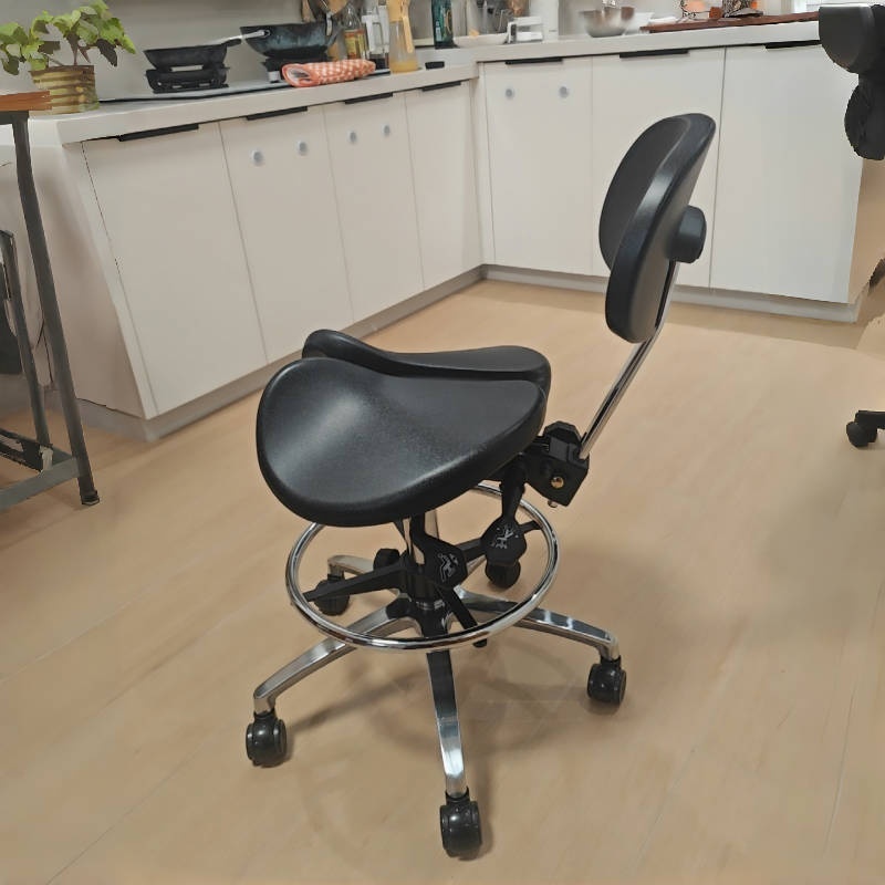 Ergonomic Saddle Stool – Adjustable Height & Back Support With Foot Ring