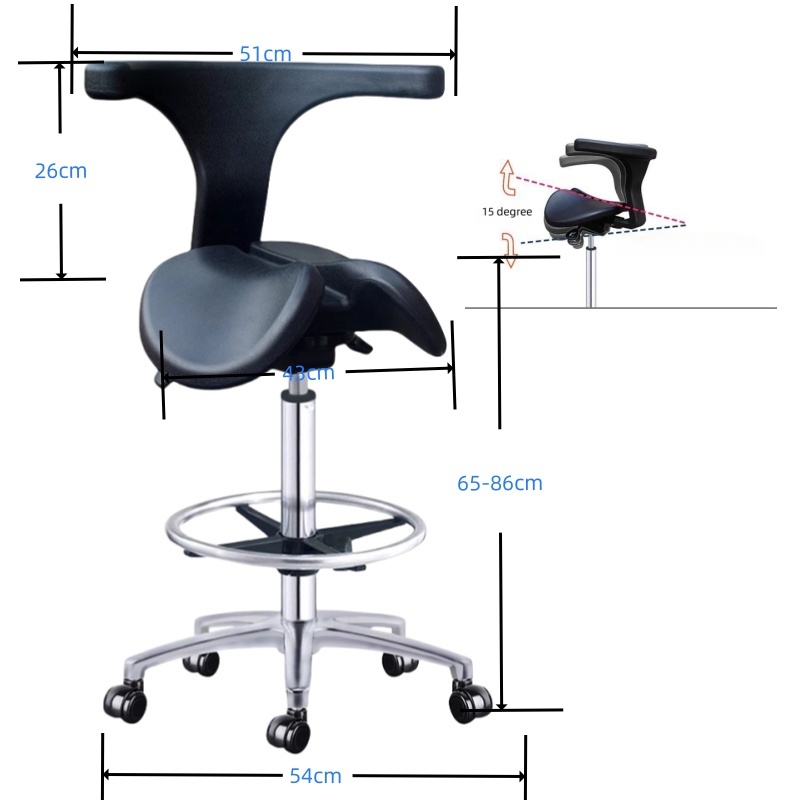 Saddle Stool Ergonomic – Dentist & Office Chair with Footring