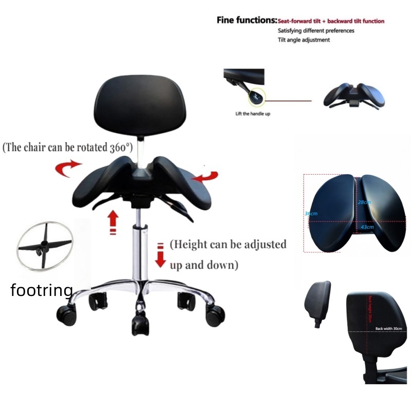 Saddle Stool Dental Chair – Ergonomic Dentist Stool, With Foot Ring