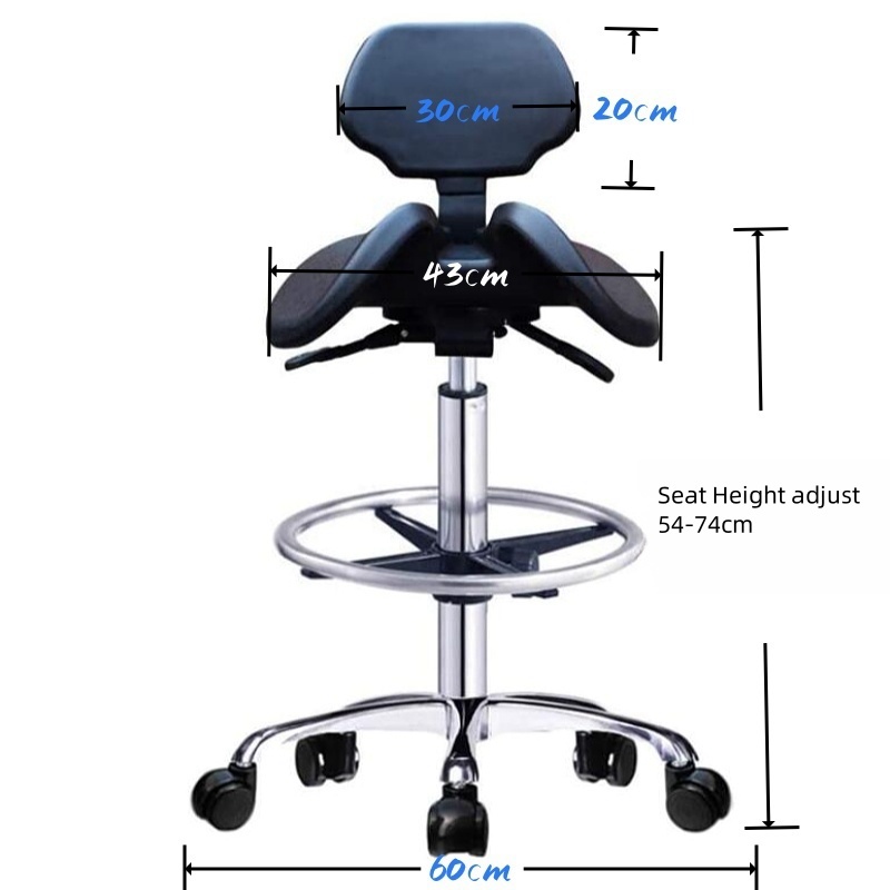 Saddle Stool Dental Chair – Ergonomic Dentist Stool, With Foot Ring