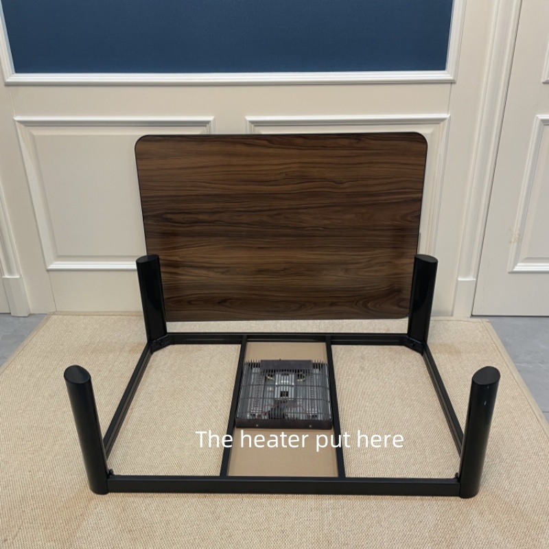 Black Kotatsu Table – Japanese Style Heated Coffee Table with Removable Table TOP