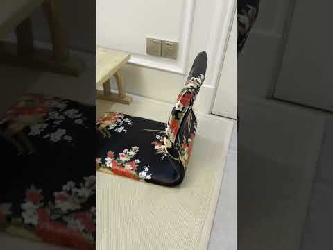 (2pcs/lot) Floor Chair Ergonomic Support for Yoga, Prayer, Zen (Black & Red Hibiscus)