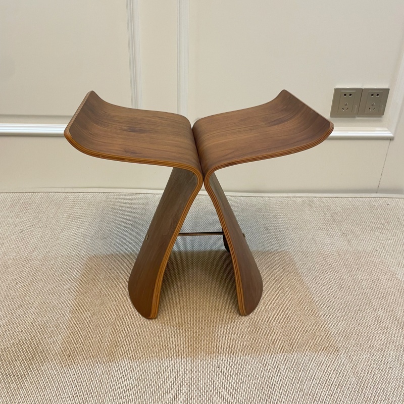 Butterfly Stool  Plywood Stool Chair -Walnut Finish