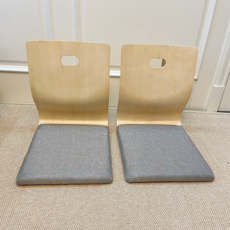 2pcs/lot Japanese Style Zaisu Chair - Natural Finish