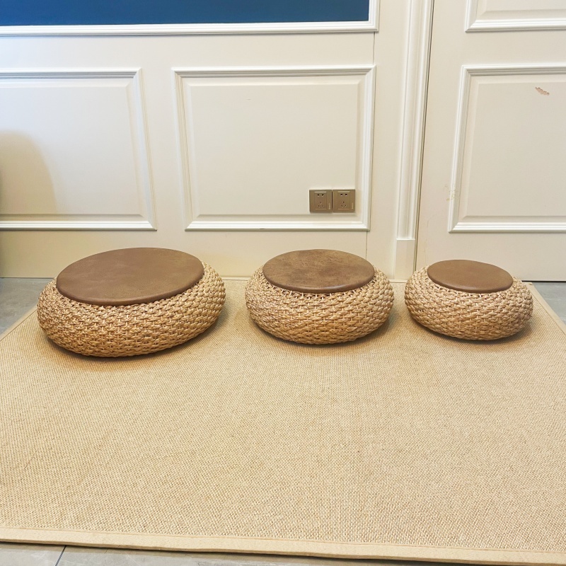Straw Round Pouf – Natural & Boho Chic Footstool for Your Home