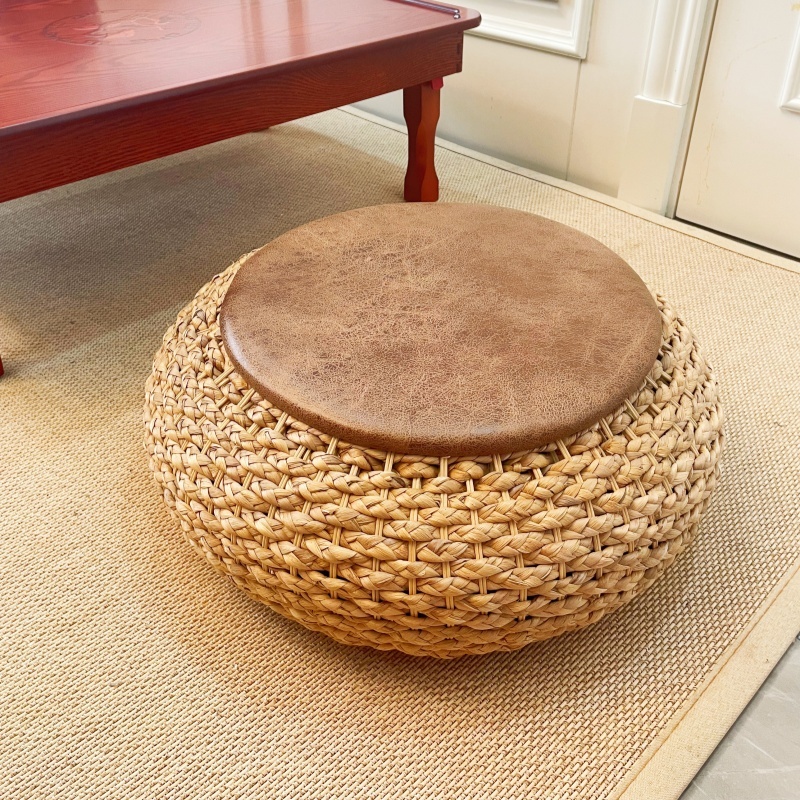 Straw Round Pouf – Natural & Boho Chic Footstool for Your Home