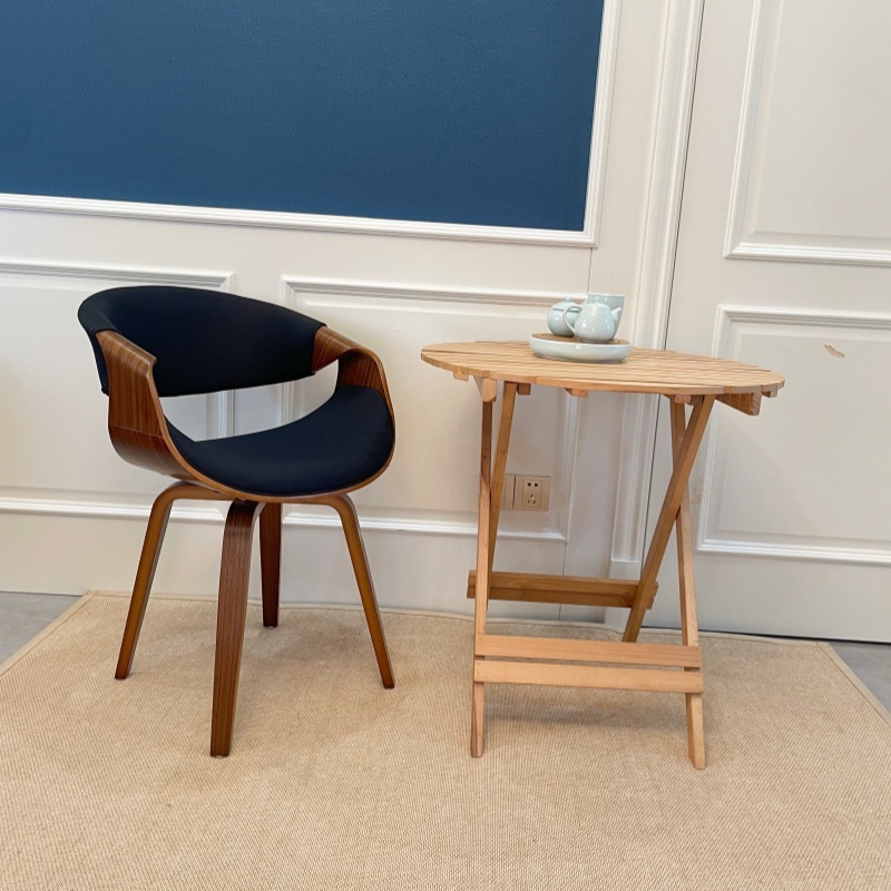 Mid Century Modern Dining Chair with Curved Back - Linen Upholstered Side Chair for Kitchen & Dining Room
