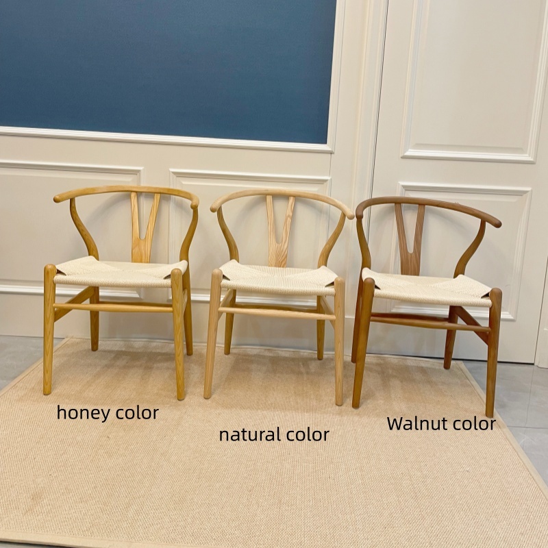 Hans Wegner Y Chair (Wishbone Chair) in Solid Ash wood Walnut Color Oil Finish