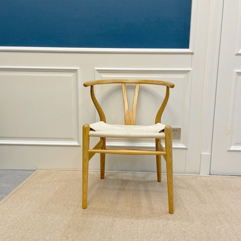 Hans Wegner Y Chair (Wishbone Chair) in Solid Ash wood Honey Color Oil Finish