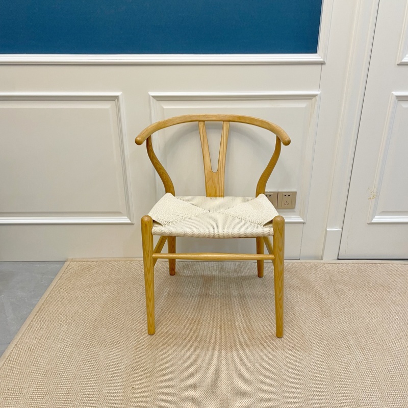 Hans Wegner Y Chair (Wishbone Chair) in Solid Ash wood Honey Color Oil Finish