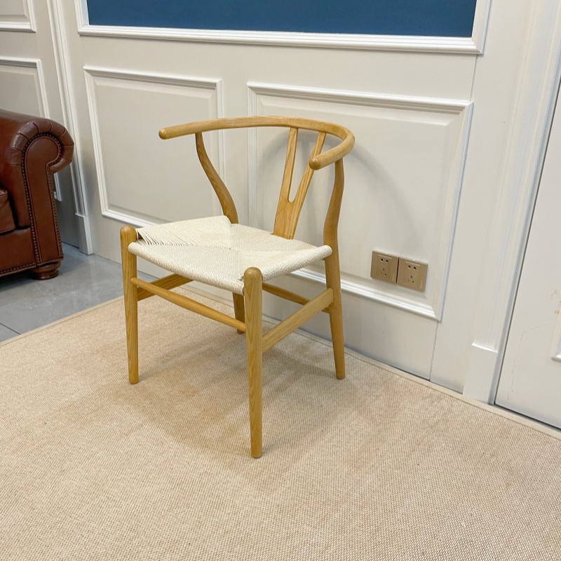 Hans Wegner Y Chair (Wishbone Chair) in Solid Ash wood Honey Color Oil Finish