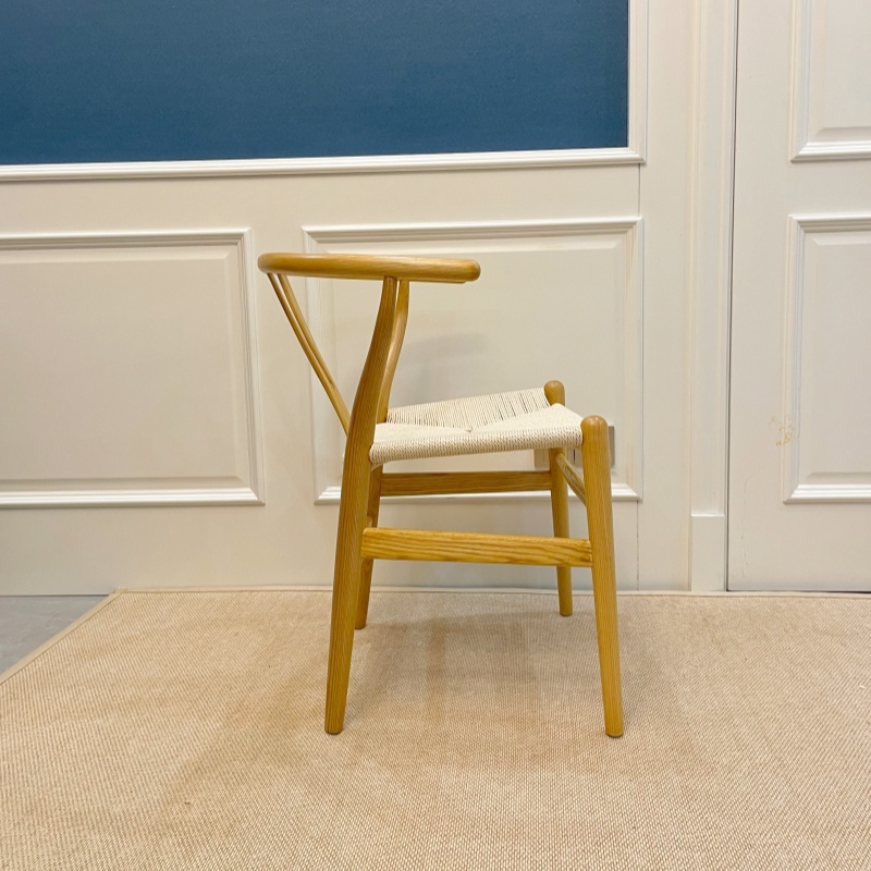 Hans Wegner Y Chair (Wishbone Chair) in Solid Ash wood Honey Color Oil Finish