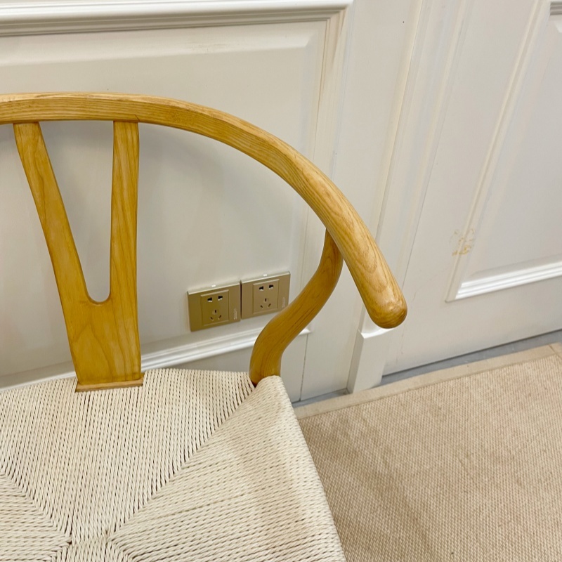 Hans Wegner Y Chair (Wishbone Chair) in Solid Ash wood Honey Color Oil Finish