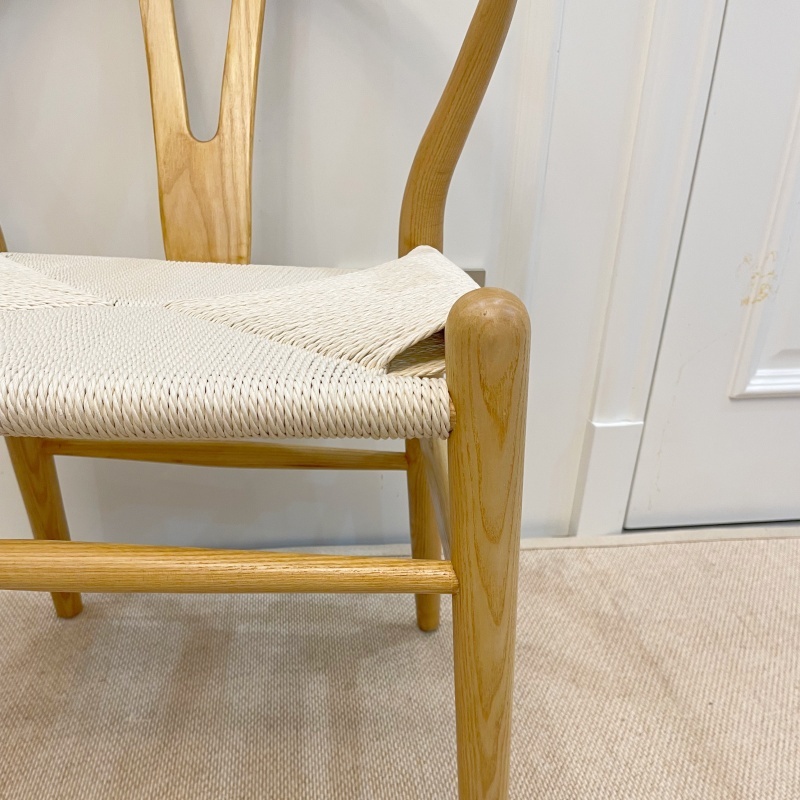 Hans Wegner Y Chair (Wishbone Chair) in Solid Ash wood Honey Color Oil Finish