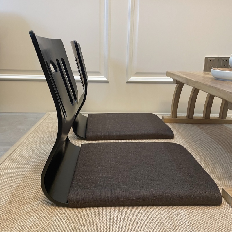 4pcs/lot Japanese Style Zaisu Chair - Black Finish