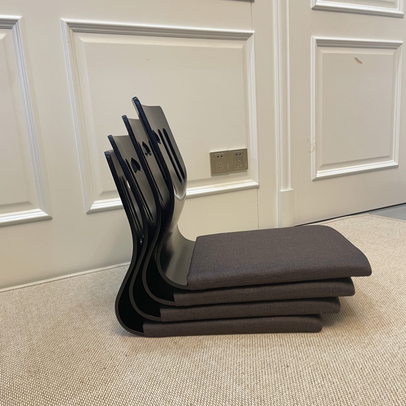4pcs/lot Japanese Style Zaisu Chair - Black Finish