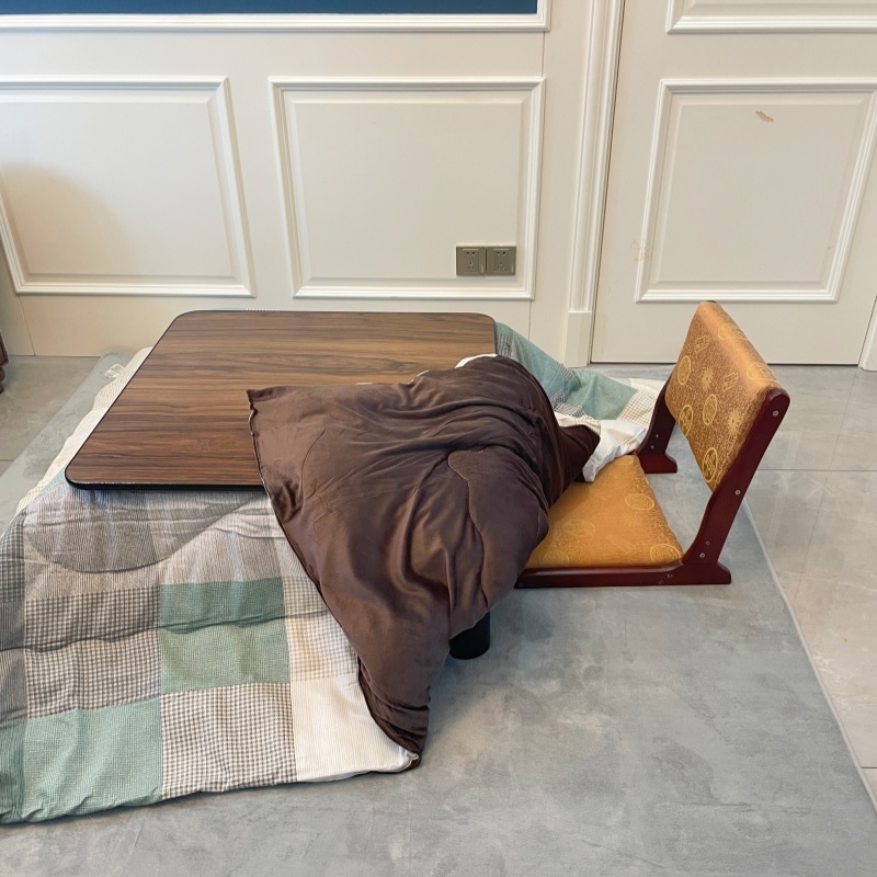 Stay Warm with a 4-Piece Kotatsu Set - Black Table, Heater, Futon