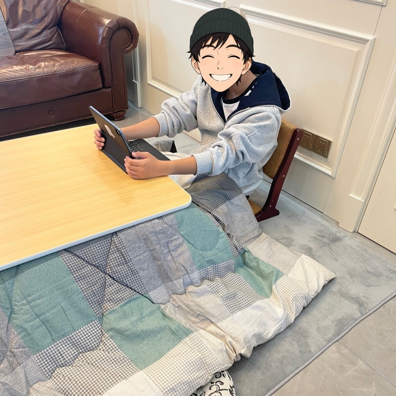 Low-Profile Kotatsu Set - Complete 4-Piece Kit with White Table