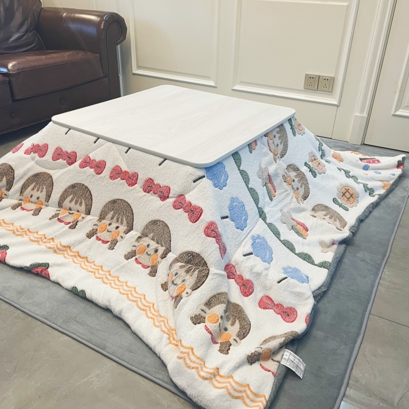 Low-Profile Kotatsu Set - Complete 4-Piece Kit with White Table