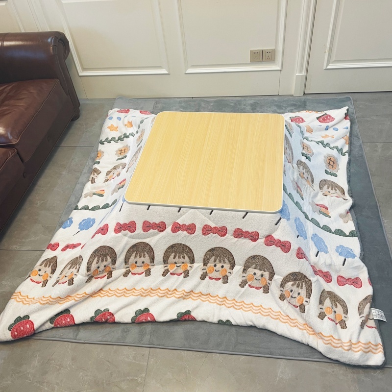 Low-Profile Kotatsu Set - Complete 4-Piece Kit with White Table