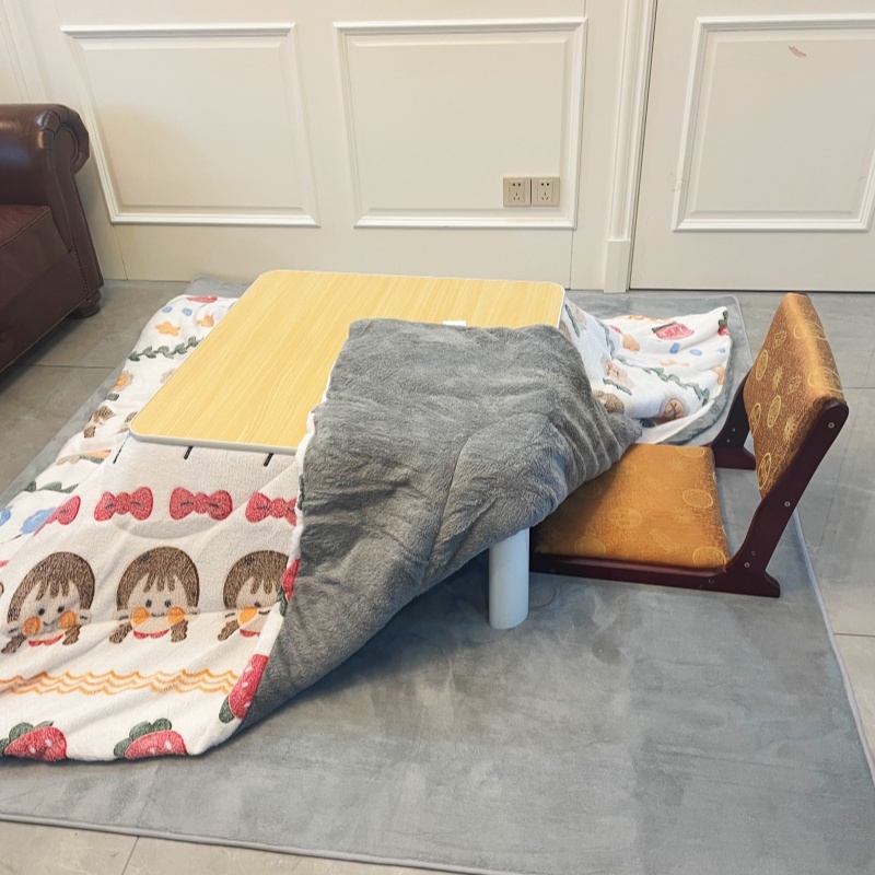 Low-Profile Kotatsu Set - Complete 4-Piece Kit with White Table