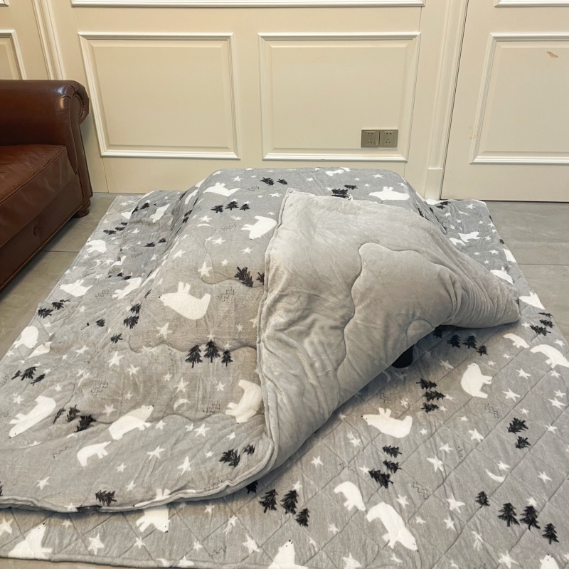 Stay Warm with a 4-Piece Kotatsu Set - Black Table, Heater, Futon