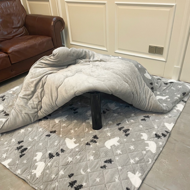 Stay Warm with a 4-Piece Kotatsu Set - Black Table, Heater, Futon