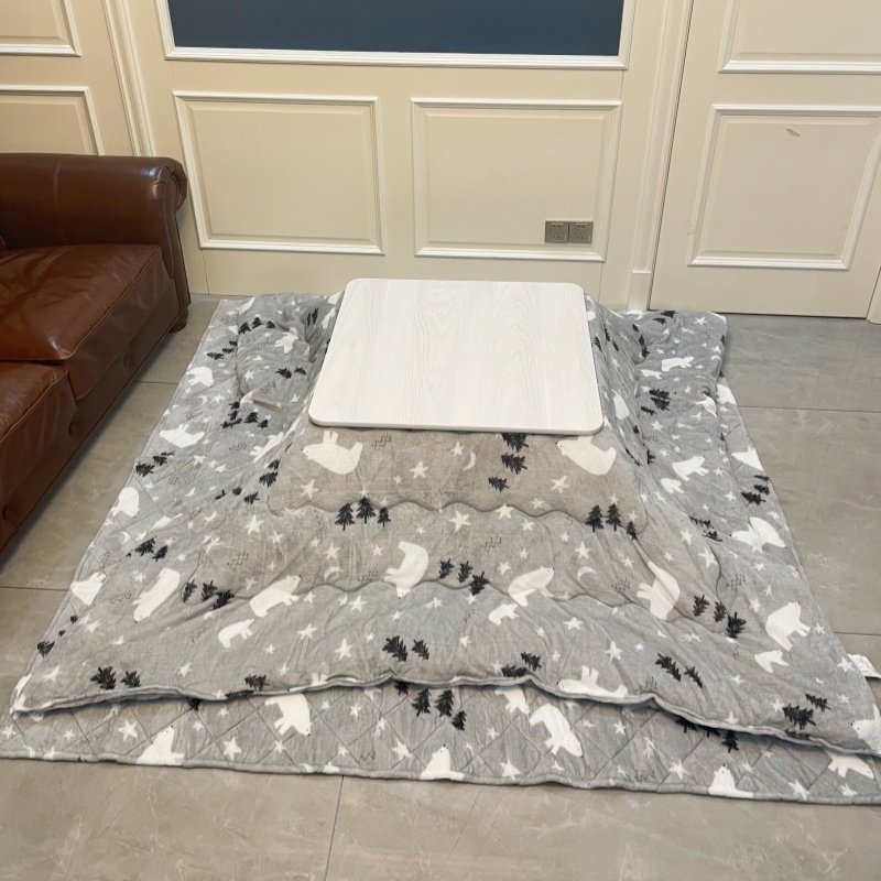Low-Profile Kotatsu Set - Complete 4-Piece Kit with White Table