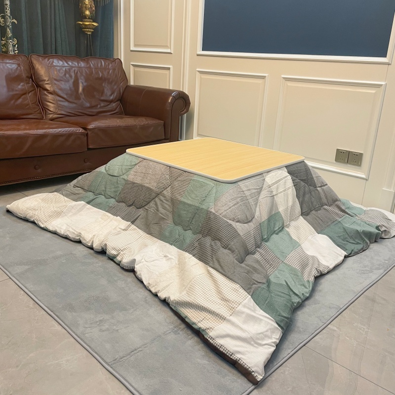 Low-Profile Kotatsu Set - Complete 4-Piece Kit with White Table