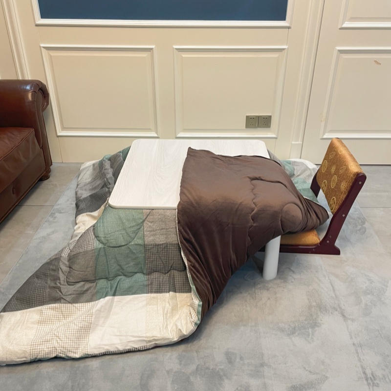 Low-Profile Kotatsu Set - Complete 4-Piece Kit with White Table