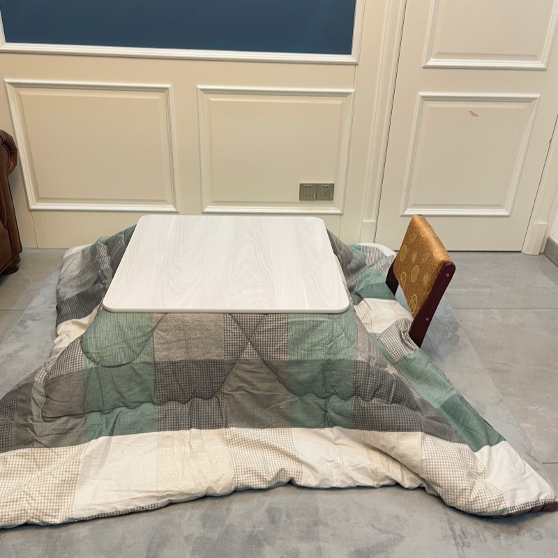 Low-Profile Kotatsu Set - Complete 4-Piece Kit with White Table