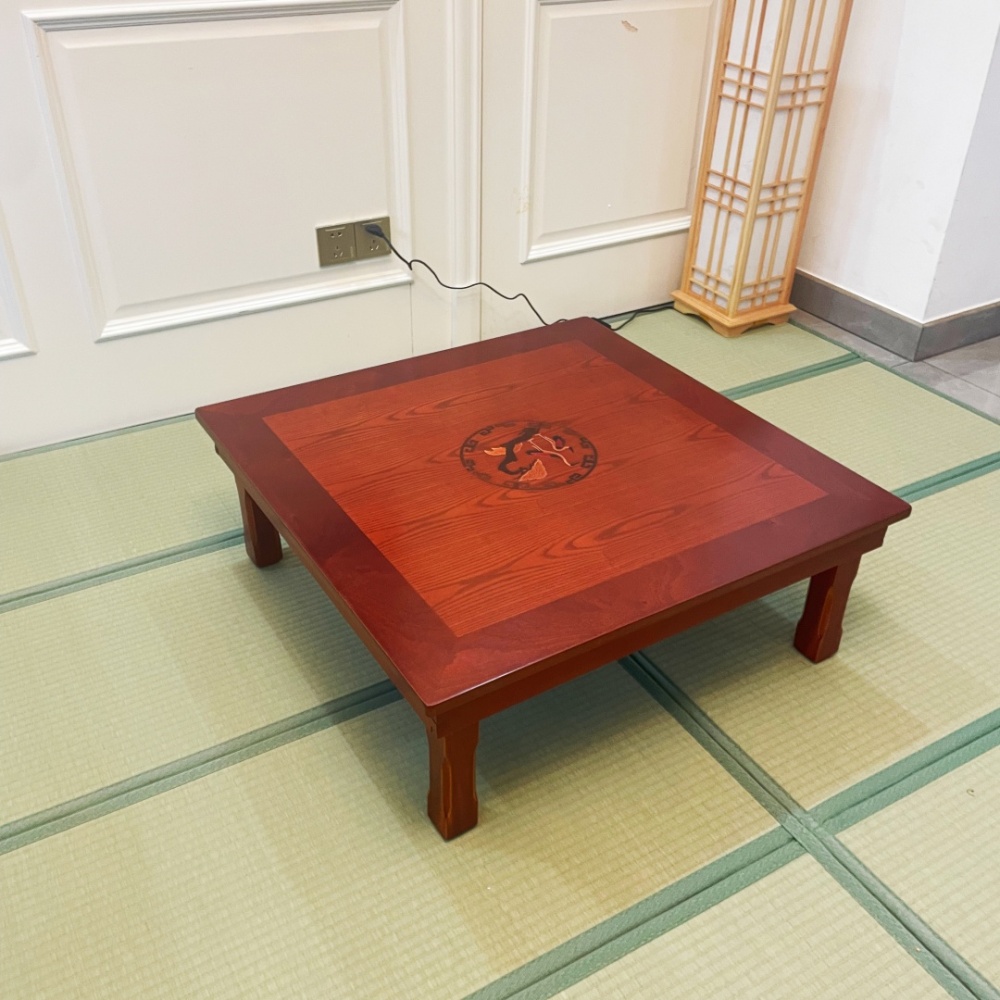 Multi-Functional Foldable Table 80x80cm - Korean Floor Style, Red Brown Color