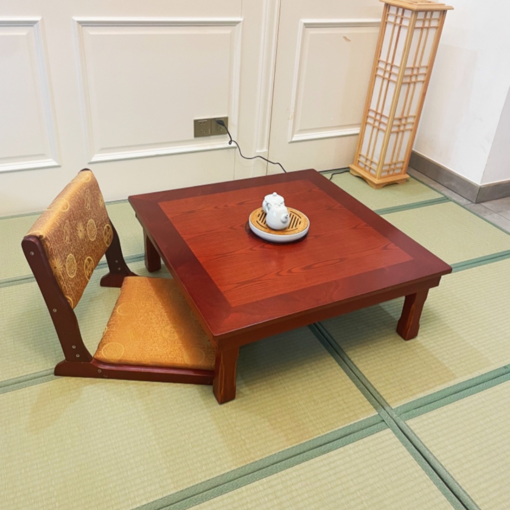 Multi-Functional Foldable Table 80x80cm - Korean Floor Style, Red Brown Color