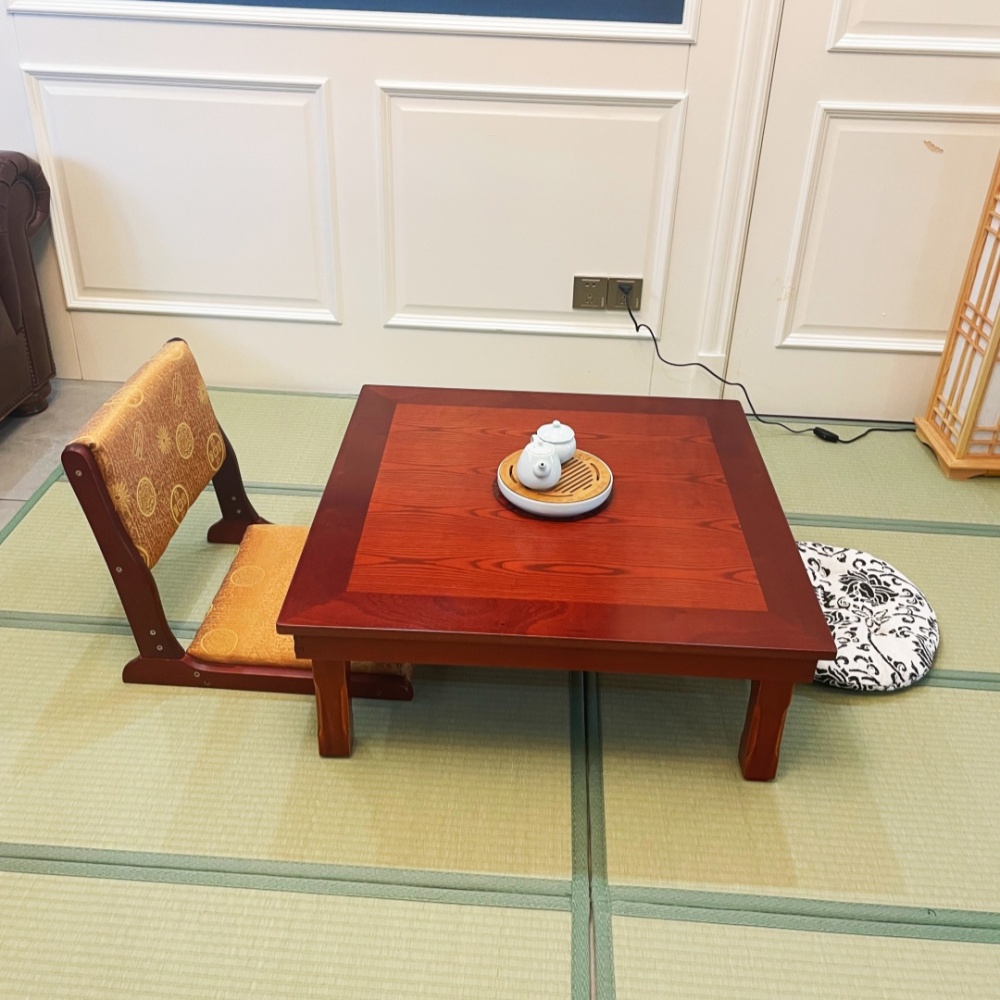 Multi-Functional Foldable Table 80x80cm - Korean Floor Style, Red Brown Color