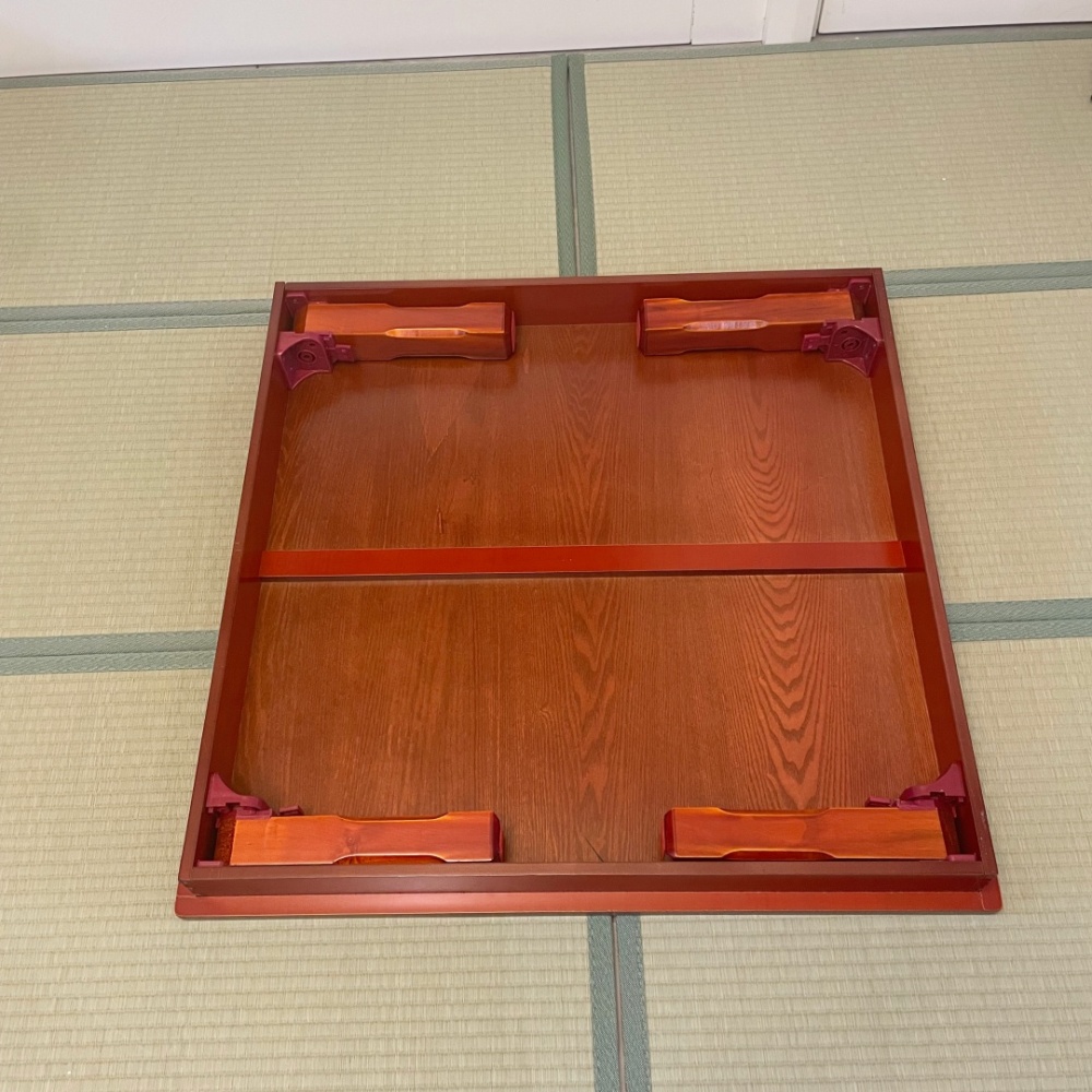 Multi-Functional Foldable Table 80x80cm - Korean Floor Style, Red Brown Color