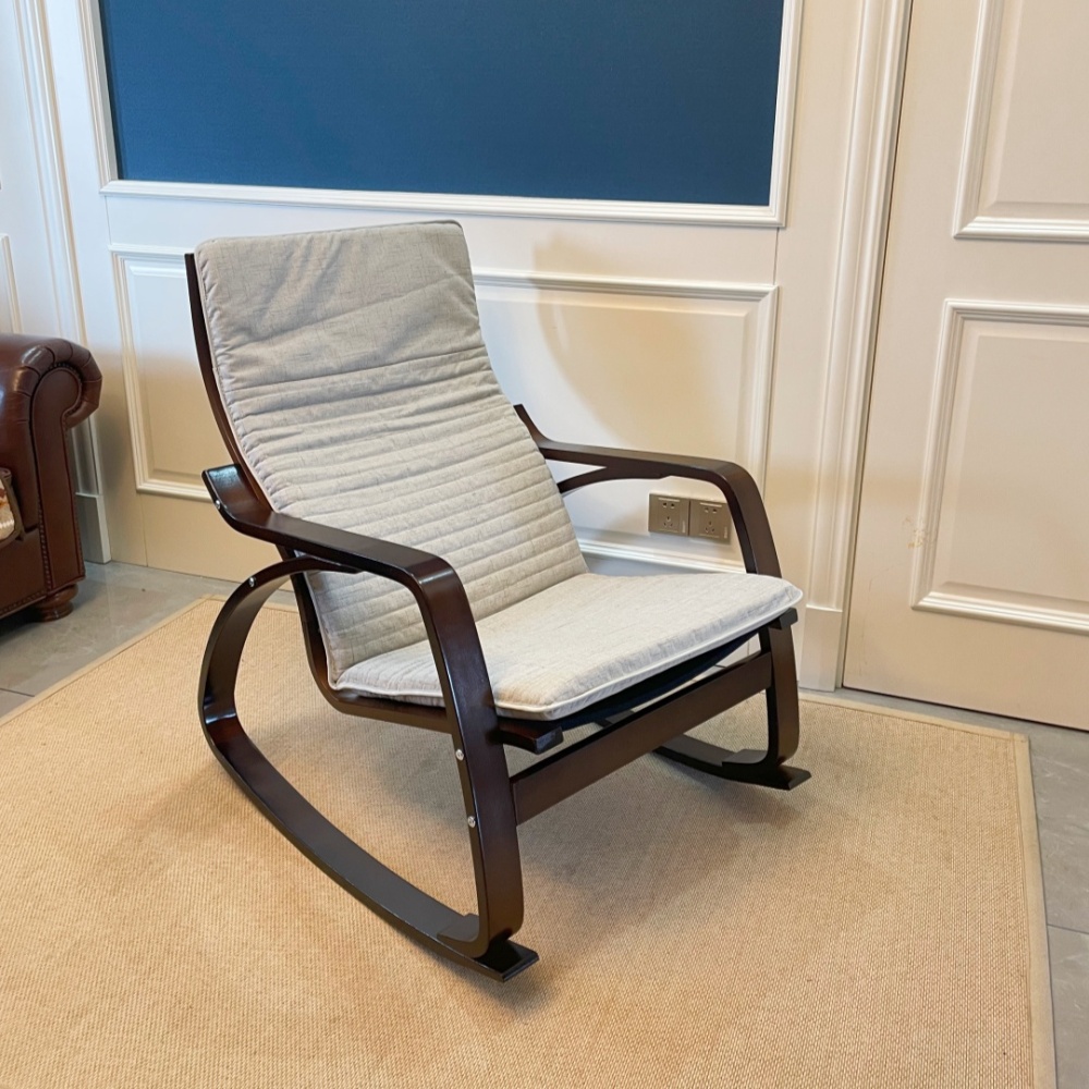 Premium Wooden Frame Rocking Chair – Grey Color Removable Cushion