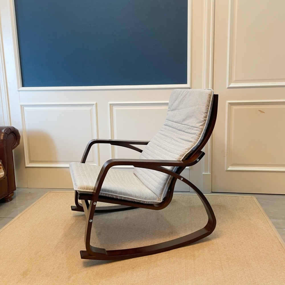 Premium Wooden Frame Rocking Chair – Grey Color Removable Cushion