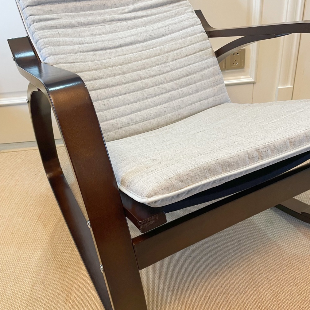 Premium Wooden Frame Rocking Chair – Grey Color Removable Cushion