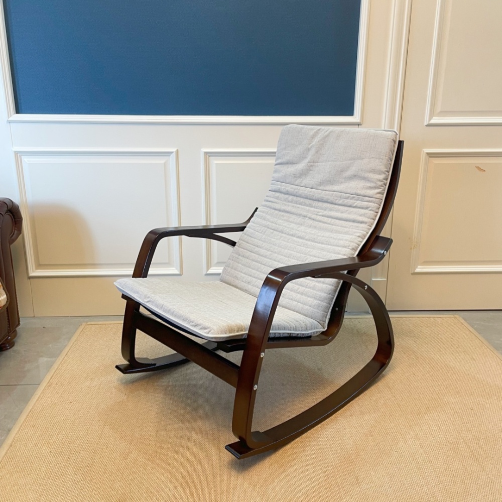 Premium Wooden Frame Rocking Chair – Grey Color Removable Cushion