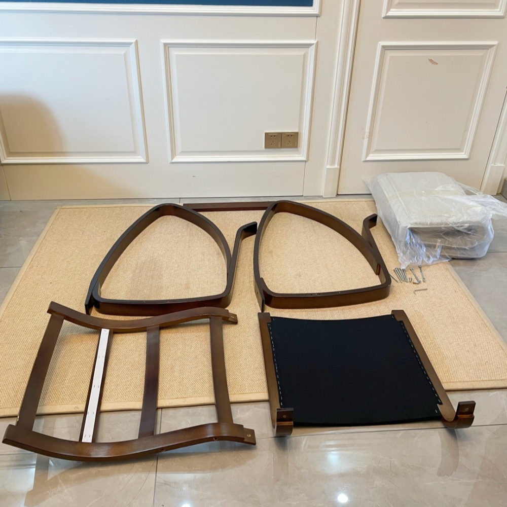 Premium Wooden Frame Rocking Chair – Grey Color Removable Cushion