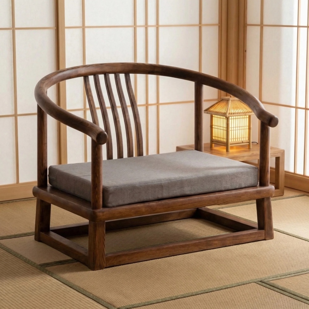 Zen Chair For Tea Tatami Seat Solid Ash Wood Chinese Style Armchair Circle Chair for Living Room Furniture Balcony Window