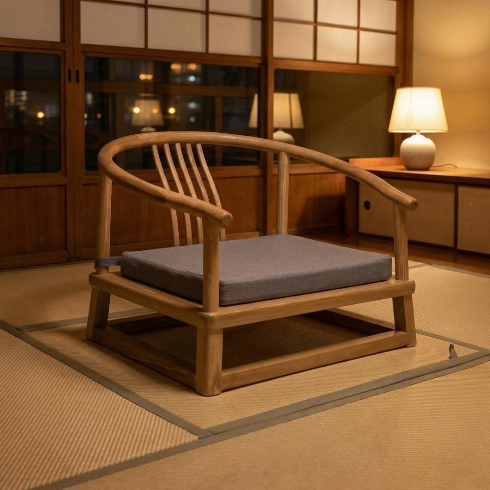 Zen Chair For Tea Tatami Seat Solid Ash Wood Chinese Style Armchair Circle Chair for Living Room Furniture Balcony Window