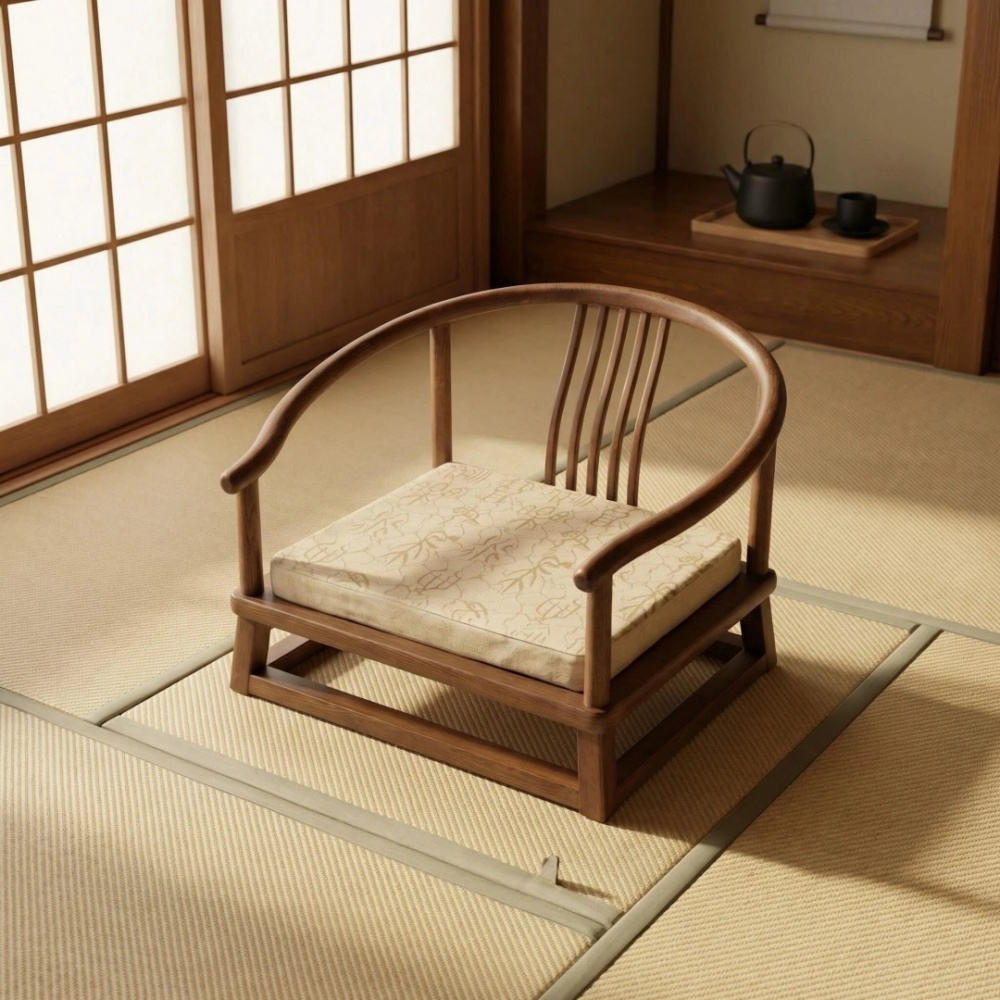 Zen Chair For Tea Tatami Seat Solid Ash Wood Chinese Style Armchair Circle Chair for Living Room Furniture Balcony Window
