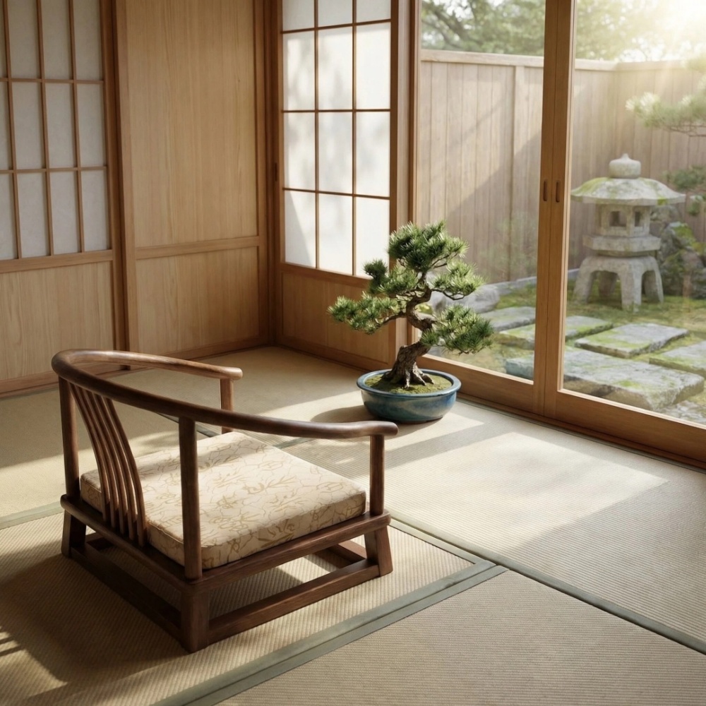 Zen Chair For Tea Tatami Seat Solid Ash Wood Chinese Style Armchair Circle Chair for Living Room Furniture Balcony Window