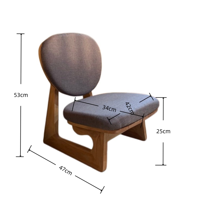Space Saving Floor Chair Low Profile Seating Japanese Tatami Chair Wood Frame with Cushion Bedroom Dorm Room Balcony Relaxation