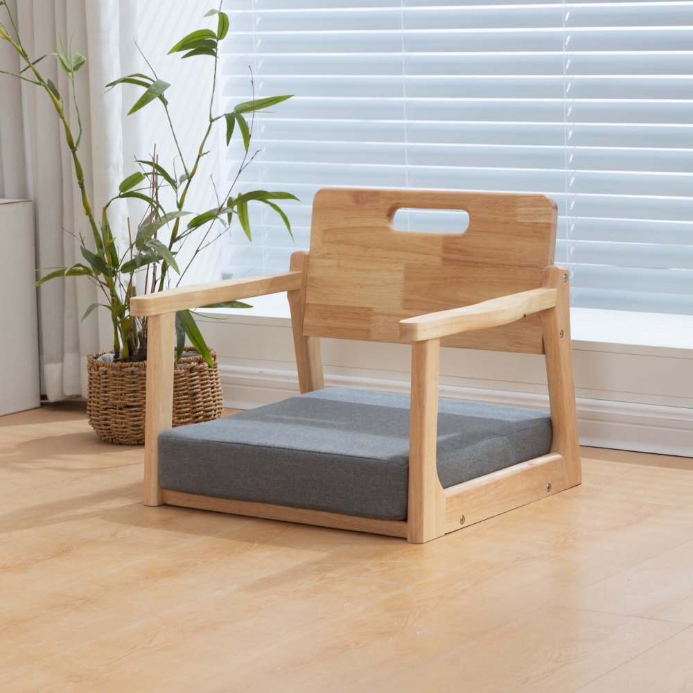 Premium Solid Wood Japanese Tatami Floor Chair Backrest Seat