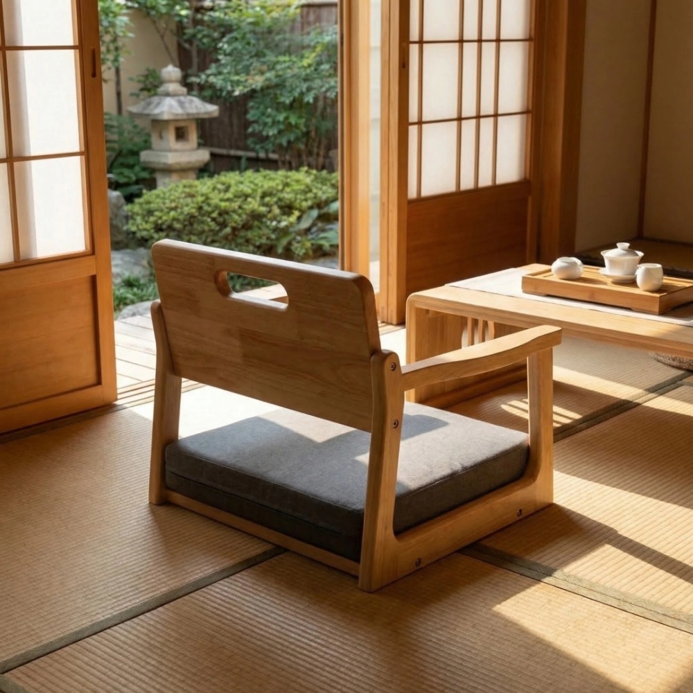 Premium Solid Wood Japanese Tatami Floor Chair Backrest Seat