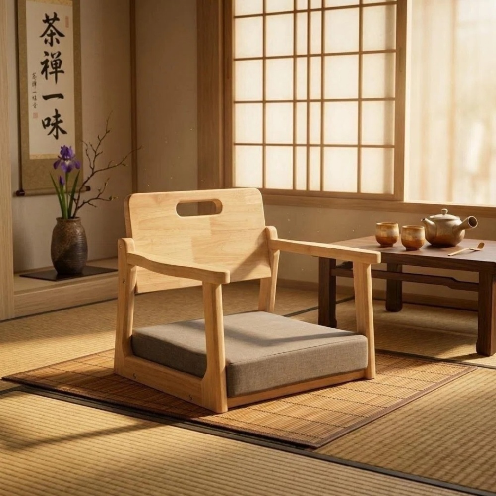 Premium Solid Wood Japanese Tatami Floor Chair Backrest Seat