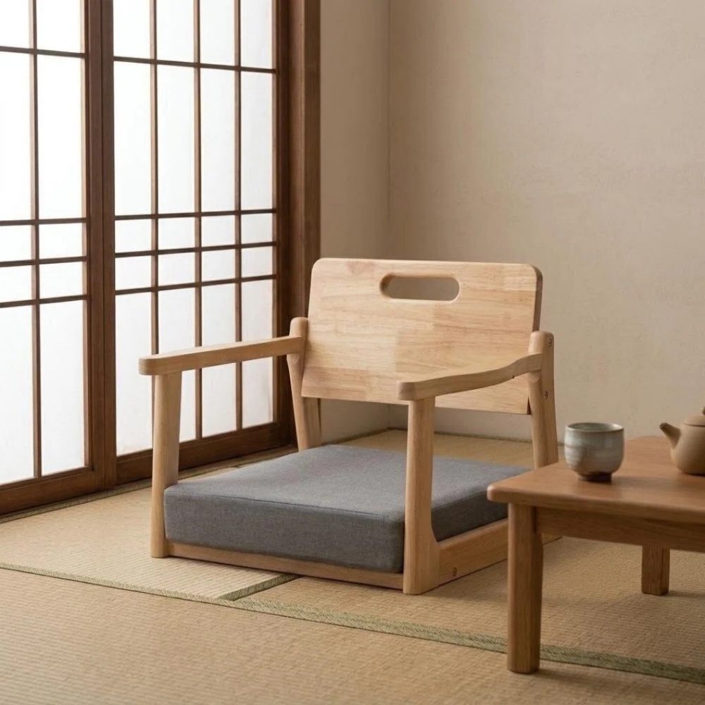 Premium Solid Wood Japanese Tatami Floor Chair Backrest Seat